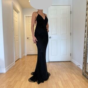 JOVANI JV08139 Beaded Fitted Sleeveless Slit Gown by Jovani 08139